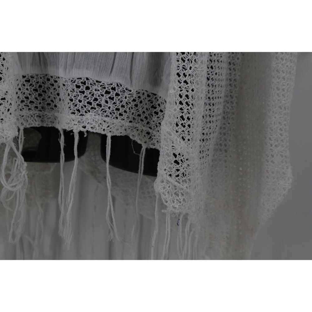 One World Womens Boho Embroidered Poncho Blouse Sheer Size XL White - Picture 6 of 7